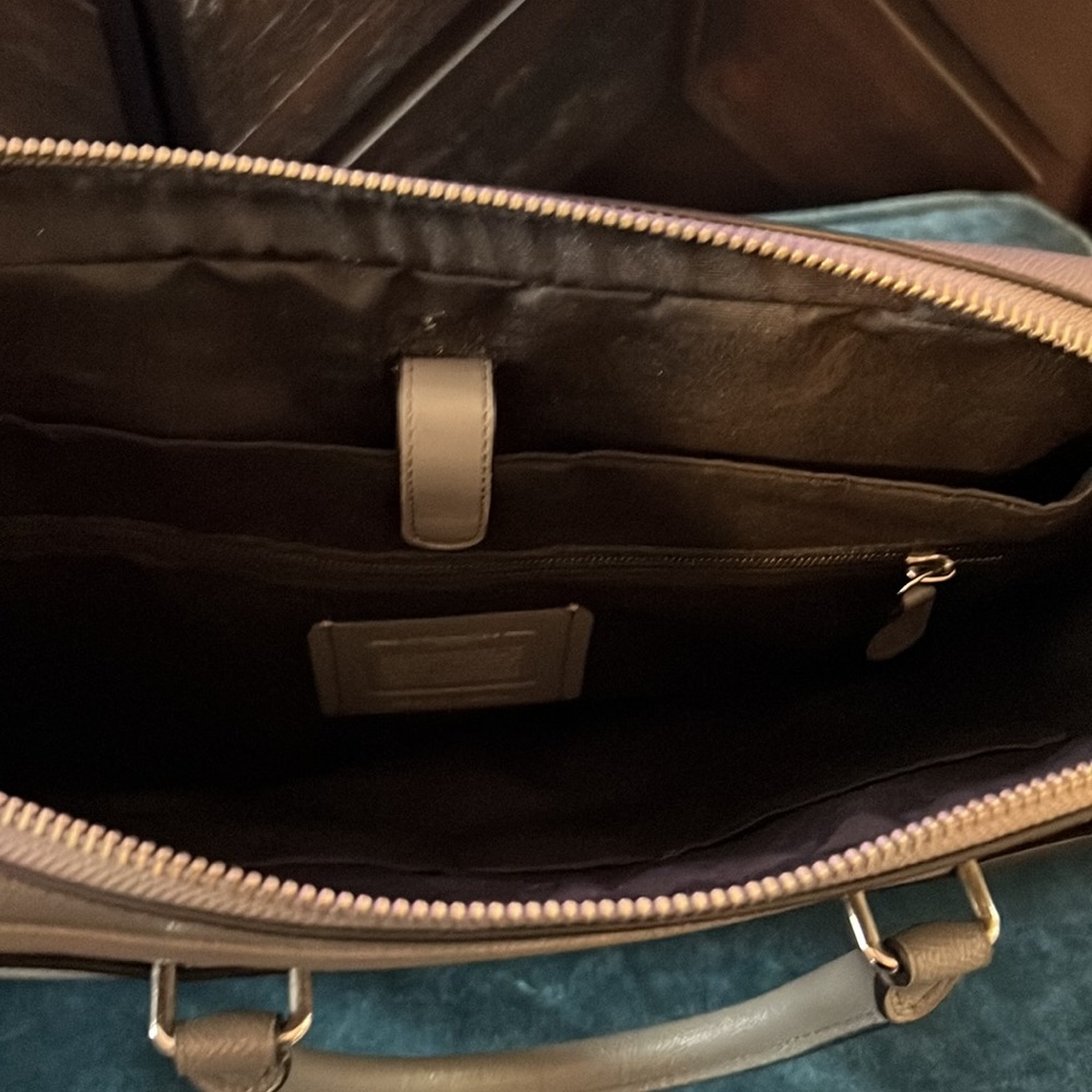 Gray leather Coach briefcase/laptop bag. - Picture 2 of 8